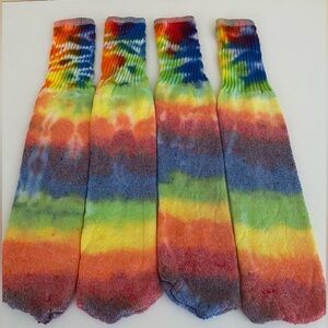 Tie-Dye Socks Colorful Handmade Retro Boho Rainbow Style Cozy Festival Wear